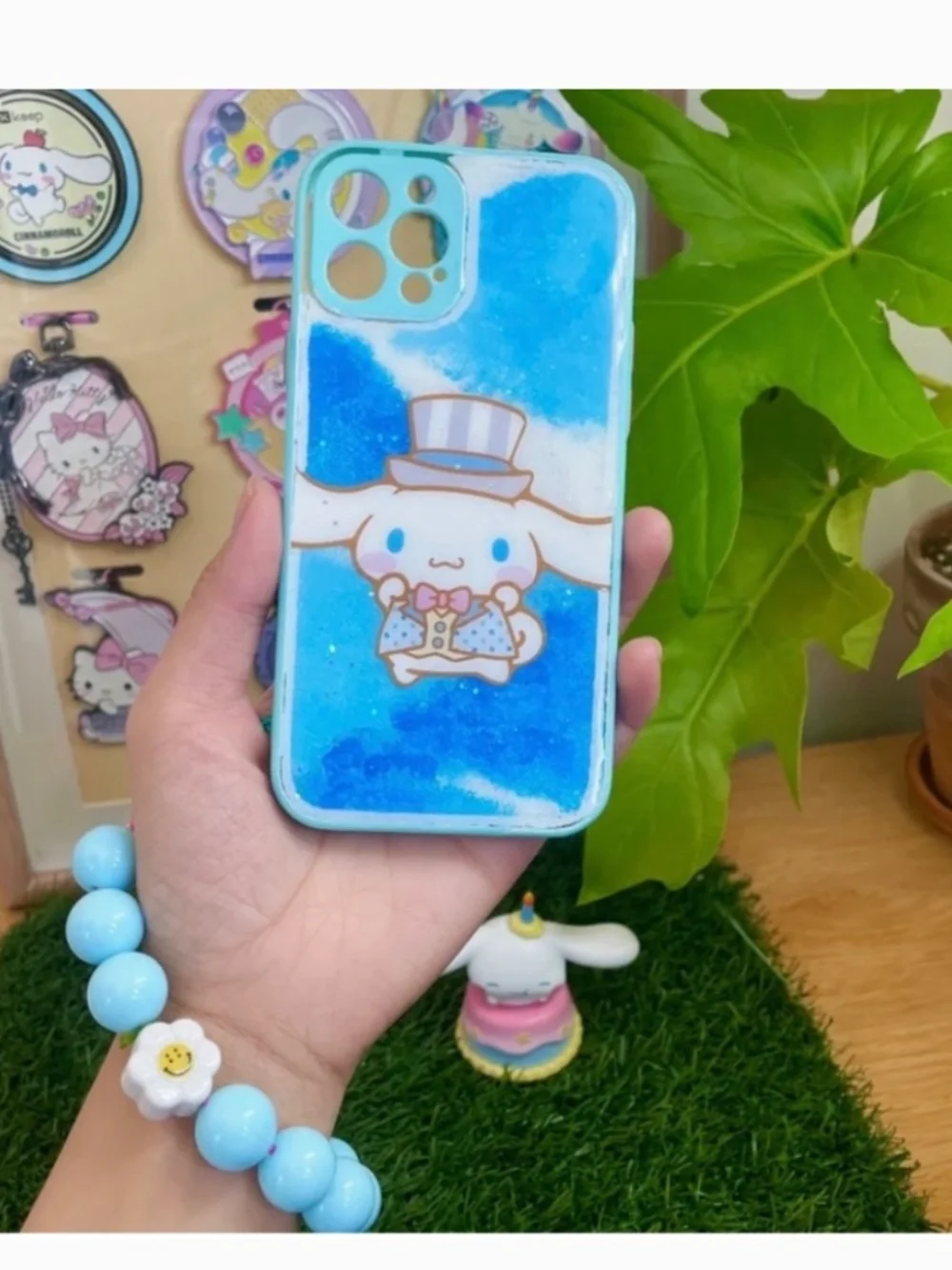iPhone 12pro cartoon case,handmade case, Cute case with free gift beads chain